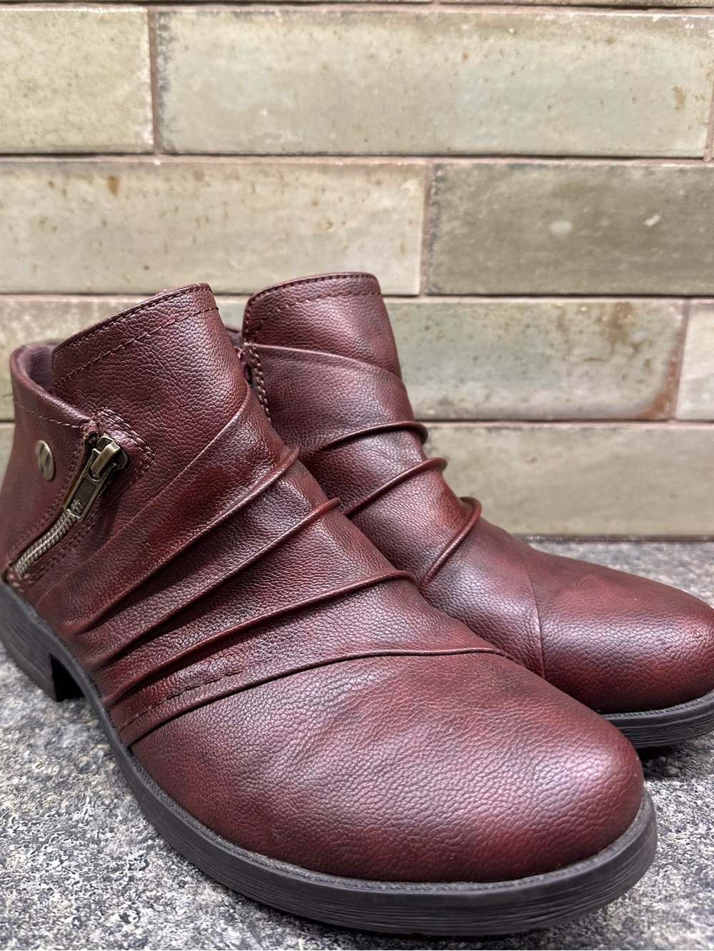Earth Faux Leather Ankle Boots - Comfort Zip Design Women’s Size 7.5